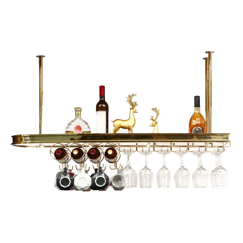 Glam Style Hanging Wine Rack Metal Wine Bottle & Glass Rack for Bar 47"L x 12"W x 20"H Brass 1 Piece Clearhalo 'furn' 'furn_wine_racks' 'Furniture' 'Kitchen & Dining Furniture' 'Wine Racks' 'wine_racks' 6953558