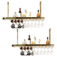 Glam Style Hanging Wine Rack Metal Wine Bottle & Glass Rack for Bar 47"L x 12"W x 20"H Brass 2 Piece Set Clearhalo 'furn' 'furn_wine_racks' 'Furniture' 'Kitchen & Dining Furniture' 'Wine Racks' 'wine_racks' 6953559