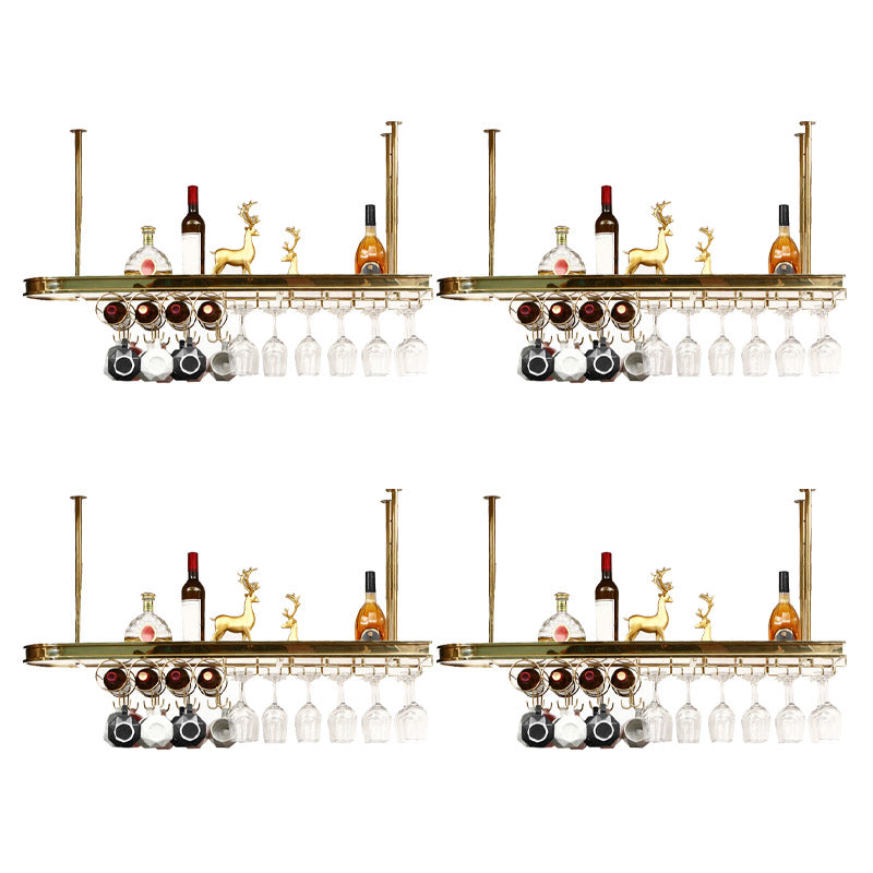 Glam Style Hanging Wine Rack Metal Wine Bottle & Glass Rack for Bar 47"L x 12"W x 20"H Brass 4 Piece Set Clearhalo 'furn' 'furn_wine_racks' 'Furniture' 'Kitchen & Dining Furniture' 'Wine Racks' 'wine_racks' 6953560