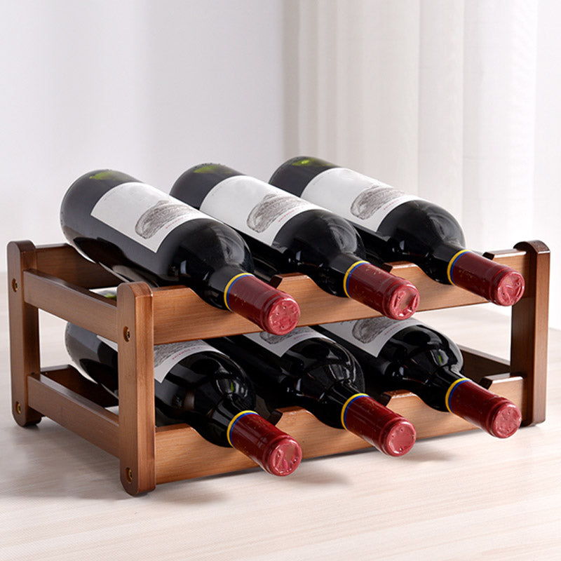 Modern Countertop Wine Rack Wood Wine Bottle Rack for Living Room 14"L x 9"W x 6"H 1 Piece Clearhalo 'furn' 'furn_wine_racks' 'Furniture' 'Kitchen & Dining Furniture' 'Wine Racks' 'wine_racks' 6953573