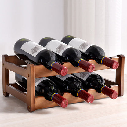 Modern Countertop Wine Rack Wood Wine Bottle Rack for Living Room 14"L x 9"W x 6"H 1 Piece Clearhalo 'furn' 'furn_wine_racks' 'Furniture' 'Kitchen & Dining Furniture' 'Wine Racks' 'wine_racks' 6953573