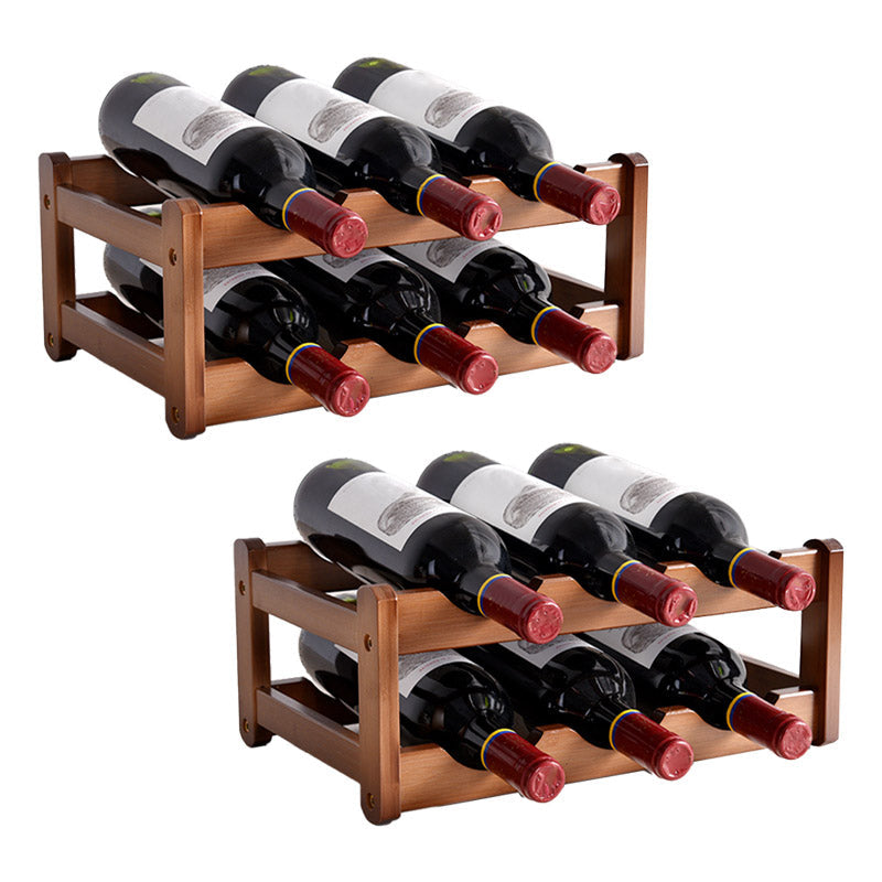 Modern Countertop Wine Rack Wood Wine Bottle Rack for Living Room 14"L x 9"W x 6"H 2 Piece Set Clearhalo 'furn' 'furn_wine_racks' 'Furniture' 'Kitchen & Dining Furniture' 'Wine Racks' 'wine_racks' 6953574