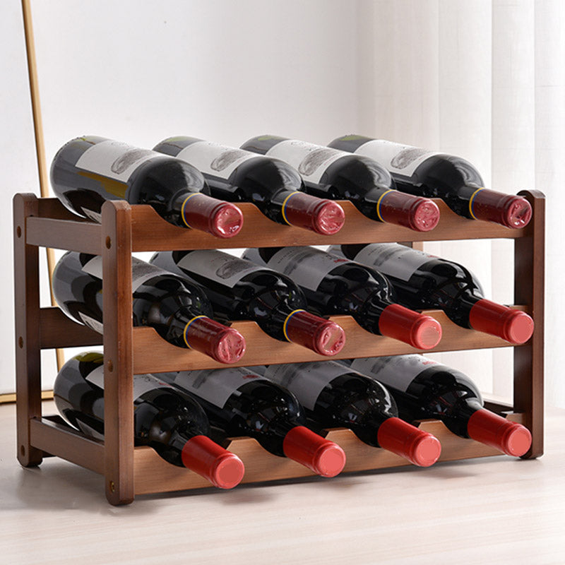 Modern Countertop Wine Rack Wood Wine Bottle Rack for Living Room 17"L x 9"W x 10"H 1 Piece Clearhalo 'furn' 'furn_wine_racks' 'Furniture' 'Kitchen & Dining Furniture' 'Wine Racks' 'wine_racks' 6953594