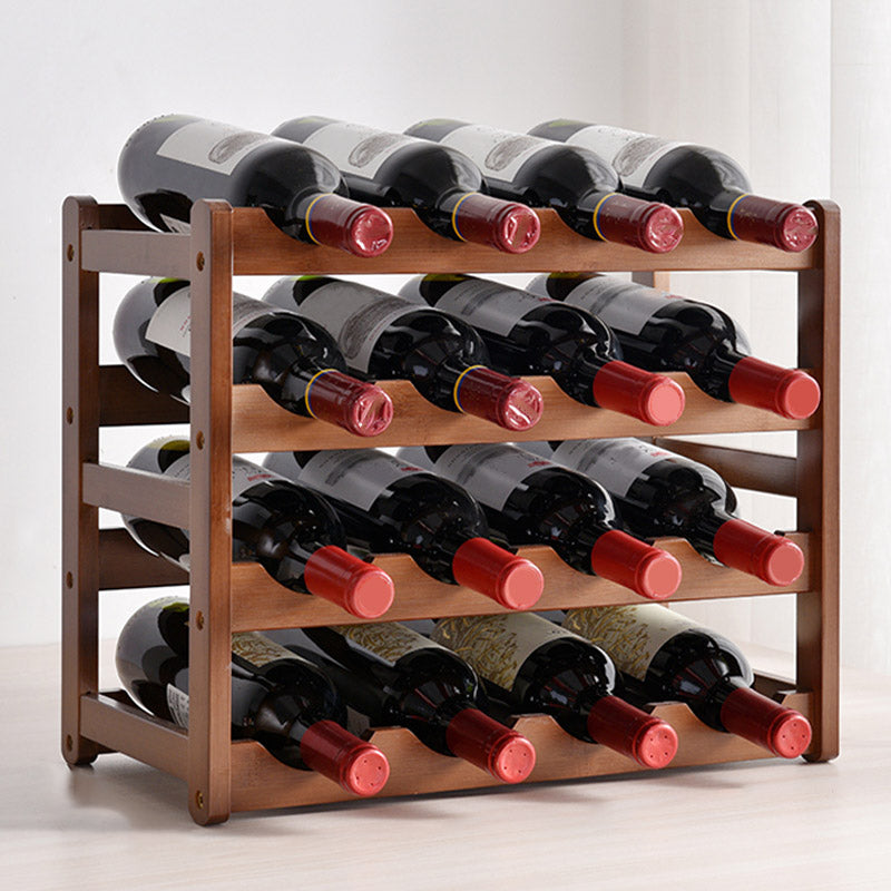 Modern Countertop Wine Rack Wood Wine Bottle Rack for Living Room 17"L x 9"W x 14"H 1 Piece Clearhalo 'furn' 'furn_wine_racks' 'Furniture' 'Kitchen & Dining Furniture' 'Wine Racks' 'wine_racks' 6953597