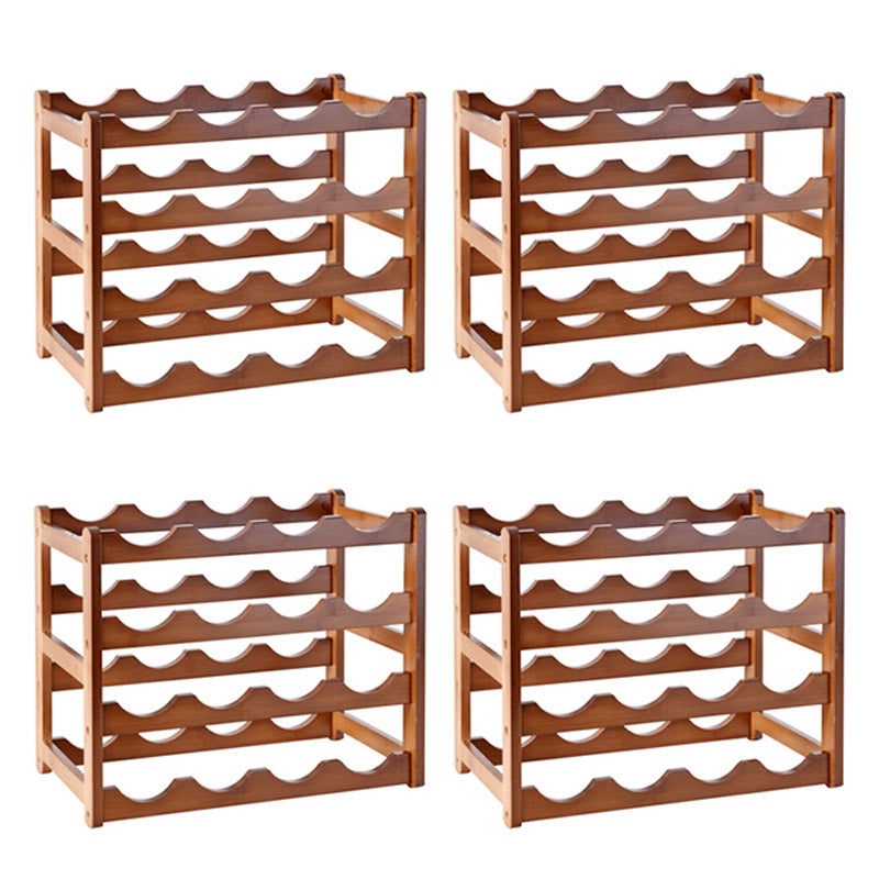 Modern Countertop Wine Rack Wood Wine Bottle Rack for Living Room 17"L x 9"W x 14"H 4 Piece Set Clearhalo 'furn' 'furn_wine_racks' 'Furniture' 'Kitchen & Dining Furniture' 'Wine Racks' 'wine_racks' 6953599