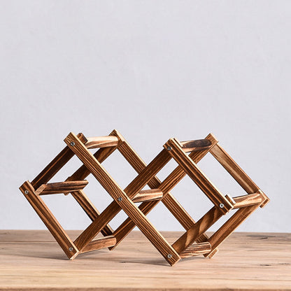 テーブルトップモダンワインラックリビングルーム用のソリッドウッドワインボトルラック