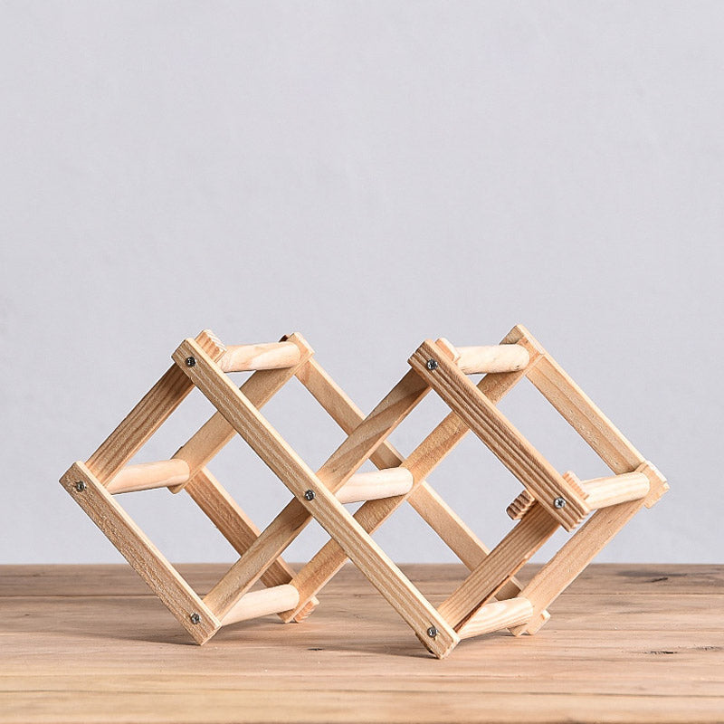 テーブルトップモダンワインラックリビングルーム用のソリッドウッドワインボトルラック