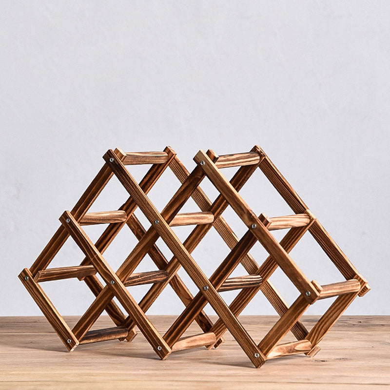 テーブルトップモダンワインラックリビングルーム用のソリッドウッドワインボトルラック