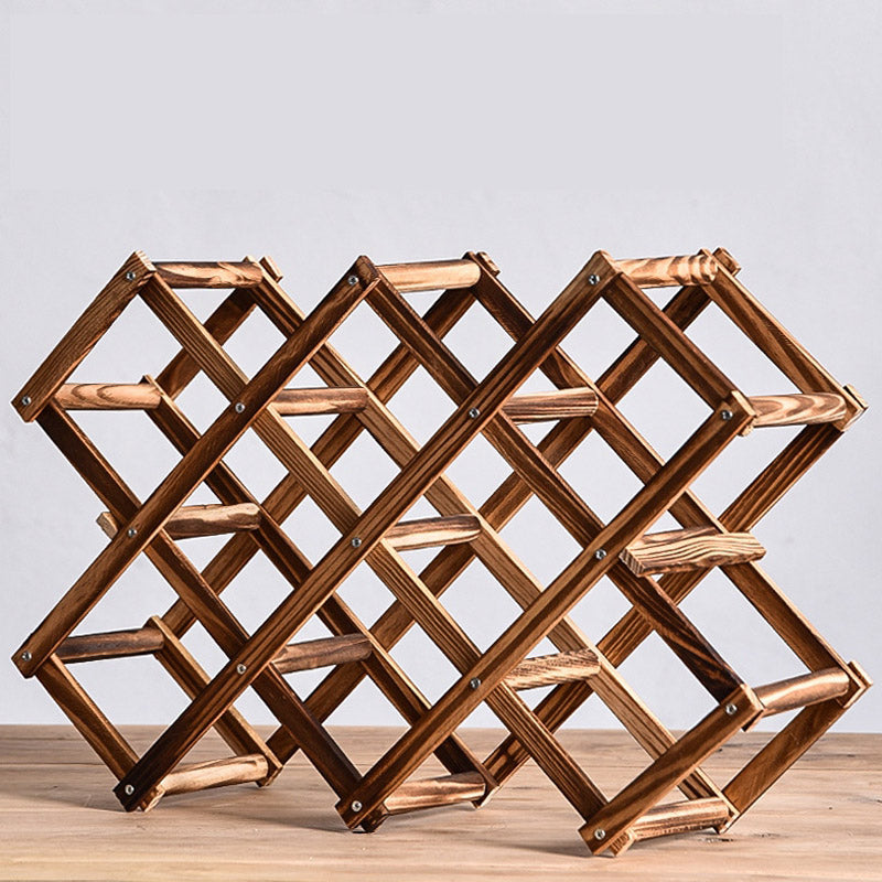 テーブルトップモダンワインラックリビングルーム用のソリッドウッドワインボトルラック