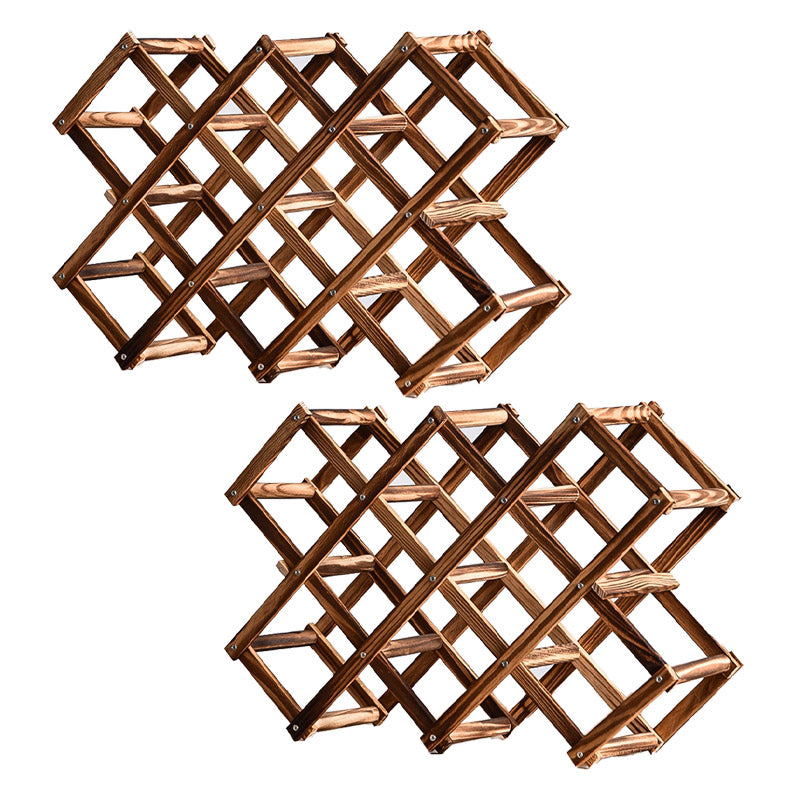 テーブルトップモダンワインラックリビングルーム用のソリッドウッドワインボトルラック