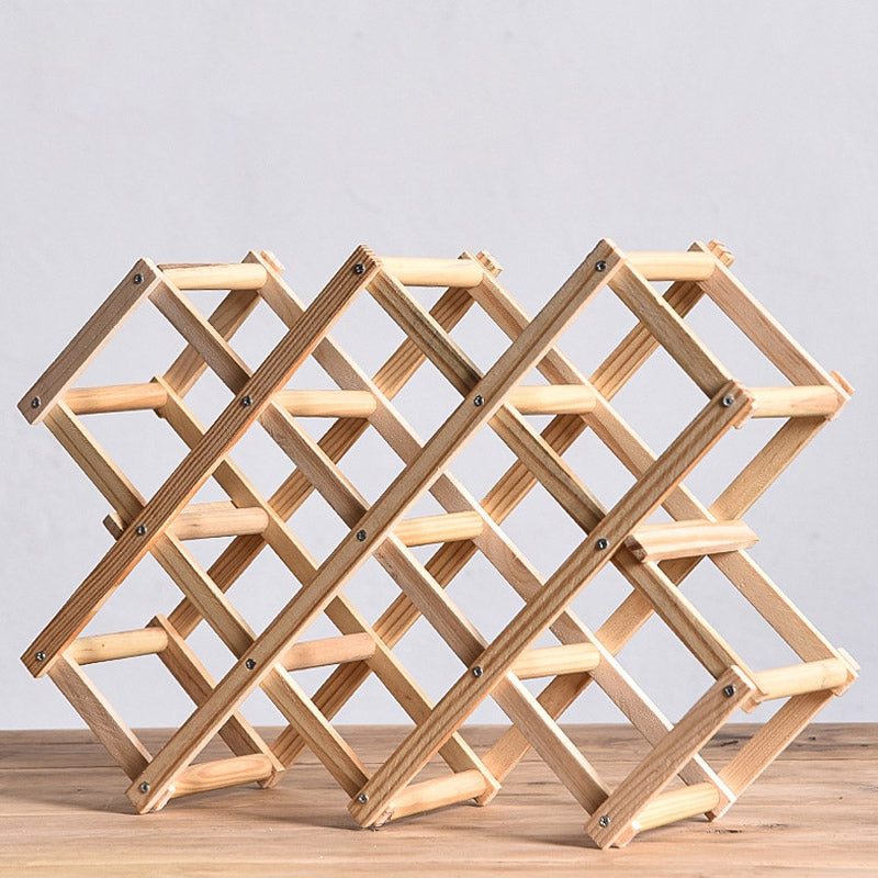 テーブルトップモダンワインラックリビングルーム用のソリッドウッドワインボトルラック