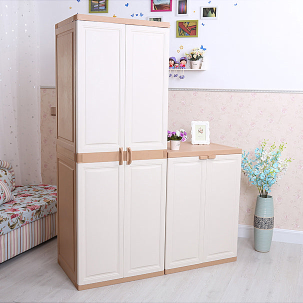 Plastic Matte Finish Storage Cabinet Modern Bedroom Hinged Door Cabinet