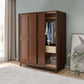 Freestanding Solid Wood Wardrobe Modern Wardrobe Armoire with 2 Doors and 1 Drawer Clearhalo 'Armoires & Wardrobes' 'armoires_wardrobes' 'Bedroom Furniture' 'furn' 'furn_armoires_wardrobes' 'Furniture' 6953756