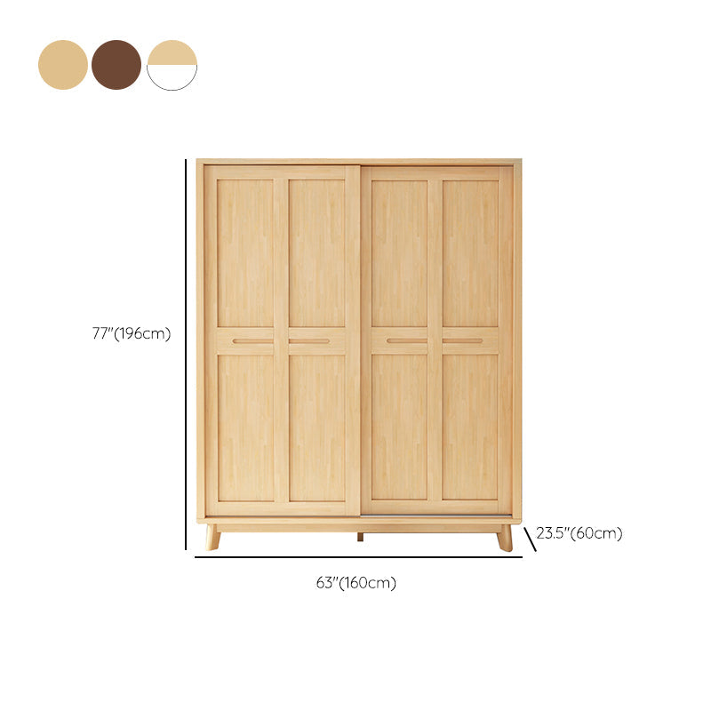 Freestanding Solid Wood Wardrobe Modern Wardrobe Armoire with 2 Doors and 1 Drawer Clearhalo 'Armoires & Wardrobes' 'armoires_wardrobes' 'Bedroom Furniture' 'furn' 'furn_armoires_wardrobes' 'Furniture' 6953764