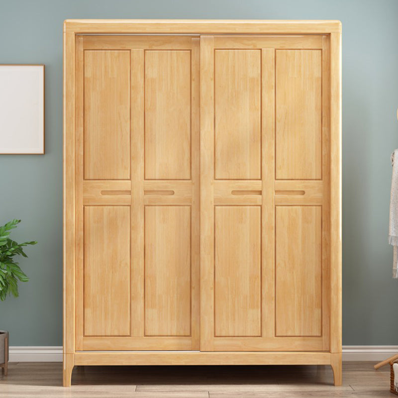 Traditional Solid Wood Wardrobe Freestanding Wardrobe with Self Close Drawers and Doors Natural Clearhalo 'Armoires & Wardrobes' 'armoires_wardrobes' 'Bedroom Furniture' 'furn' 'furn_armoires_wardrobes' 'Furniture' 6953792