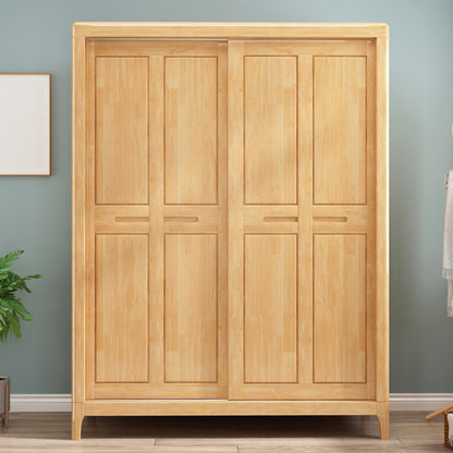 Traditional Solid Wood Wardrobe Freestanding Wardrobe with Self Close Drawers and Doors Natural Clearhalo 'Armoires & Wardrobes' 'armoires_wardrobes' 'Bedroom Furniture' 'furn' 'furn_armoires_wardrobes' 'Furniture' 6953792