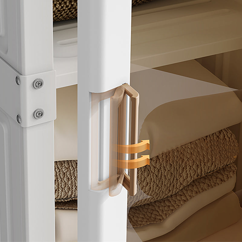 Guardaroba pieghevole di plastica autoportante contemporaneo con ripiani in bianco