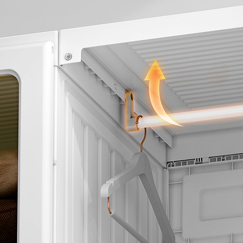 Guardaroba pieghevole di plastica autoportante contemporaneo con ripiani in bianco