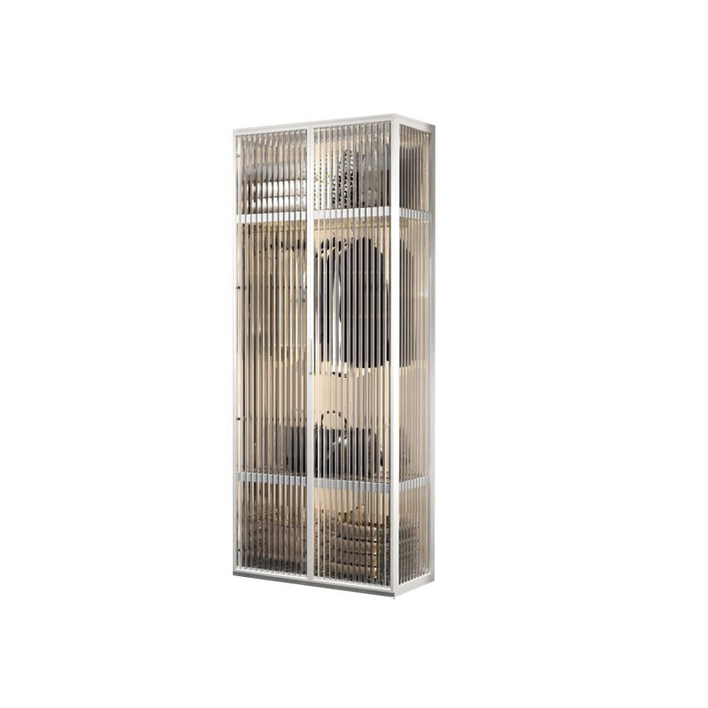 Contemporary Tempered Glass Wardrobe Armoire Freestanding Wardrobe with Shelves 31.5"L x 20"W x 79"H White Clearhalo 'Armoires & Wardrobes' 'armoires_wardrobes' 'Bedroom Furniture' 'furn' 'furn_armoires_wardrobes' 'Furniture' 6953863