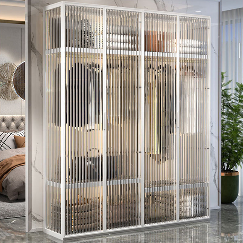 Contemporary Tempered Glass Wardrobe Armoire Freestanding Wardrobe with Shelves Clearhalo 'Armoires & Wardrobes' 'armoires_wardrobes' 'Bedroom Furniture' 'furn' 'furn_armoires_wardrobes' 'Furniture' 6953865