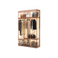 Contemporary Tempered Glass Wardrobe Armoire Freestanding Wardrobe with Shelves 47"L x 20"W x 79"H Rose Gold Clearhalo 'Armoires & Wardrobes' 'armoires_wardrobes' 'Bedroom Furniture' 'furn' 'furn_armoires_wardrobes' 'Furniture' 6953871