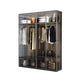 Contemporary Tempered Glass Wardrobe Armoire Freestanding Wardrobe with Shelves 63"L x 20"W x 79"H Grey Clearhalo 'Armoires & Wardrobes' 'armoires_wardrobes' 'Bedroom Furniture' 'furn' 'furn_armoires_wardrobes' 'Furniture' 6953881