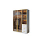 Modern Wood and Glass Wardrobe Freestanding Wardrobe with Soft Close Drawers and Doors
