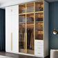 Modern Wood and Glass Wardrobe Freestanding Wardrobe with Soft Close Drawers and Doors