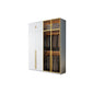 Modern Wood and Glass Wardrobe Freestanding Wardrobe with Soft Close Drawers and Doors