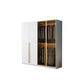 Modern Wood and Glass Wardrobe Freestanding Wardrobe with Soft Close Drawers and Doors