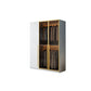 Modern Wood and Glass Wardrobe Freestanding Wardrobe with Soft Close Drawers and Doors