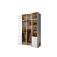 Modern Wood and Glass Wardrobe Freestanding Wardrobe with Soft Close Drawers and Doors