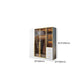 Modern Wood and Glass Wardrobe Freestanding Wardrobe with Soft Close Drawers and Doors