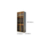 Modern Wood and Glass Wardrobe Freestanding Wardrobe with Soft Close Drawers and Doors