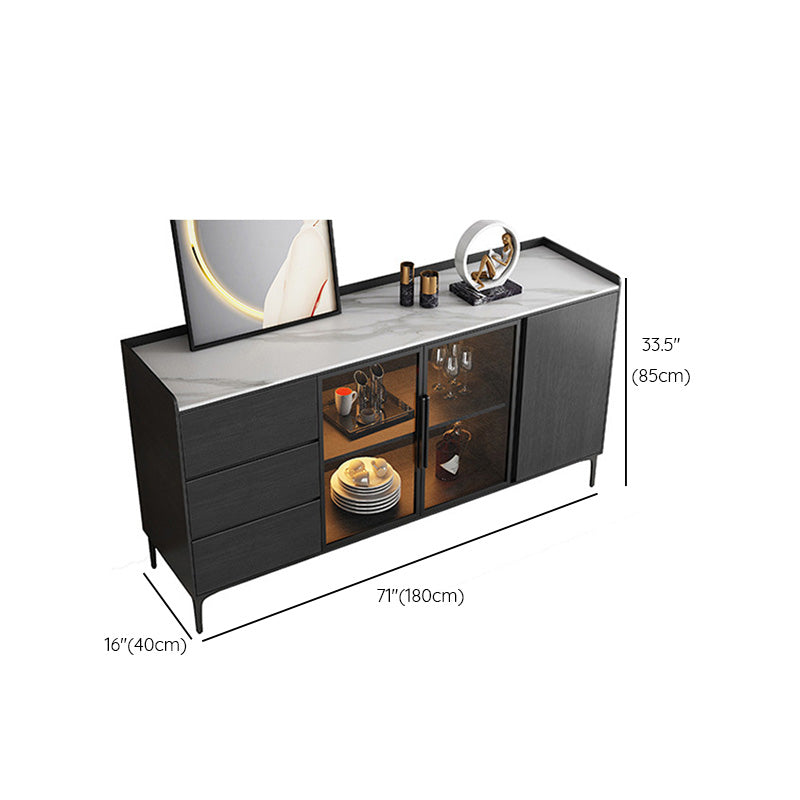 Porte di vetro in vetro in stile glam con armadi e cassetti