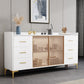 Glam Credenza Adjustable Shelving Wood Side Board with Cabinets and Drawers Clearhalo 'buffet_sideboard' 'Buffets & Sideboards' 'furn' 'furn_buffet_sideboard' 'Furniture' 'Kitchen & Dining Furniture' 6954008