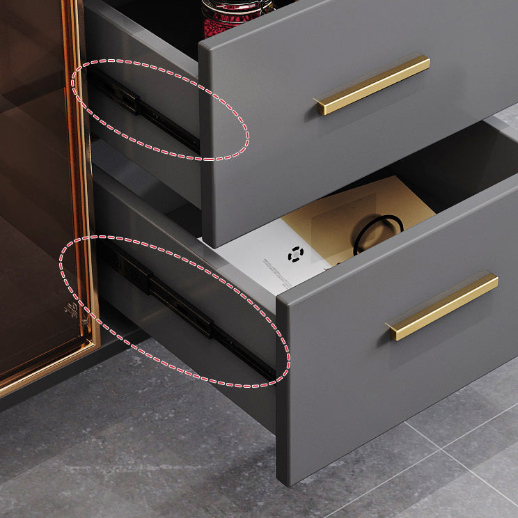 Glam Credenza Adjustable Shelving Wood Side Board with Cabinets and Drawers Clearhalo 'buffet_sideboard' 'Buffets & Sideboards' 'furn' 'furn_buffet_sideboard' 'Furniture' 'Kitchen & Dining Furniture' 6954016