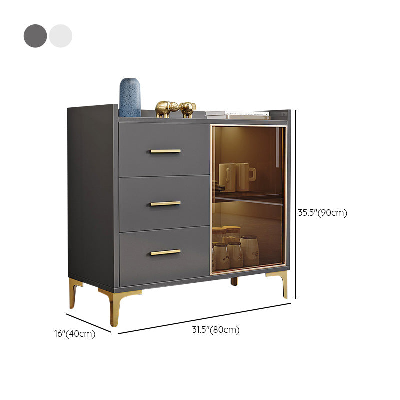 Glam Credenza Adjustable Shelving Wood Side Board with Cabinets and Drawers Clearhalo 'buffet_sideboard' 'Buffets & Sideboards' 'furn' 'furn_buffet_sideboard' 'Furniture' 'Kitchen & Dining Furniture' 6954021