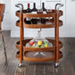 Solid Wood Prep Table Modern Rolling Kitchen Trolley with Wine Storage