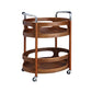 Solid Wood Prep Table Modern Rolling Kitchen Trolley with Wine Storage