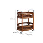 Solid Wood Prep Table Modern Rolling Kitchen Trolley with Wine Storage