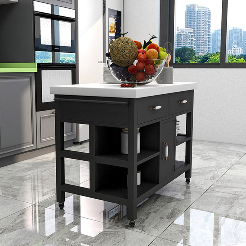 Rectangular Kitchen Trolley Modern Dining Room Prep Table with Drawer Clearhalo 'furn' 'furn_kitchen_islands_carts' 'Furniture' 'Kitchen & Dining Furniture' 'Kitchen Islands & Carts' 'kitchen_islands_carts' 6954133