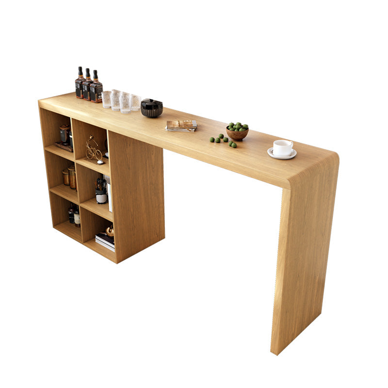 Mesa de comedor contemporánea de madera maciza, mesa de bar rectangular con base de almacenamiento