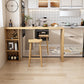 Mesa de comedor contemporánea de madera maciza, mesa de bar rectangular con base de almacenamiento