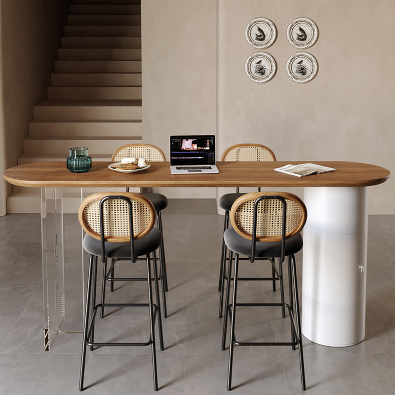 Modern Style Oval Bar Table 1/2/5 Pieces Wood Bar Table Set for Kitchen 5 Pieces: Table, 4 Stools Clearhalo 'Bar Furniture' 'furn' 'furn_home_bar_bar_sets' 'Furniture' 'Home Bars & Bar Sets' 'home_bar_bar_sets' 'Kitchen & Dining Furniture' 6954348