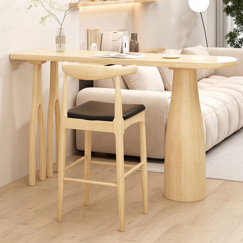 Contemporary Style Wood Bar Table 1/2 Pieces Bar Table Set for Home Use 2 Pieces: Natural Table , Bar stool Clearhalo 'Bar Furniture' 'furn' 'furn_home_bar_bar_sets' 'Furniture' 'Home Bars & Bar Sets' 'home_bar_bar_sets' 'Kitchen & Dining Furniture' 6954480