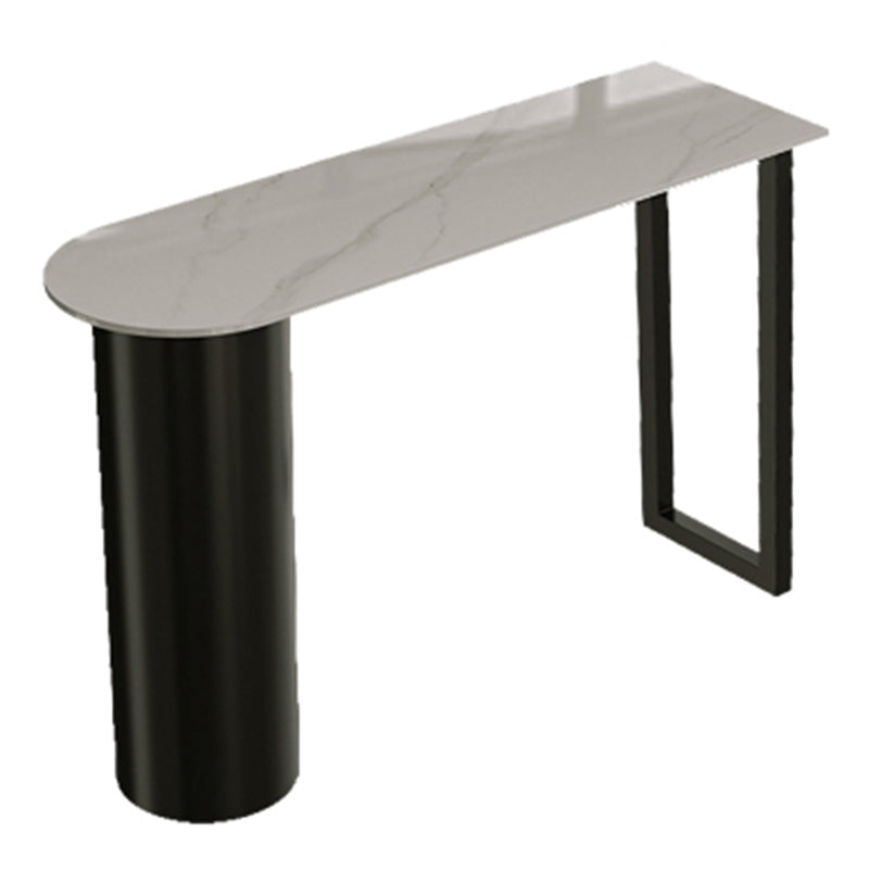 Modern Stone Counter Table 1/2/3 Pieces Bar Table Set for Living Room White-Black 71"L x 16"W Clearhalo 'Bar Furniture' 'furn' 'furn_home_bar_bar_sets' 'Furniture' 'Home Bars & Bar Sets' 'home_bar_bar_sets' 'Kitchen & Dining Furniture' 6954502