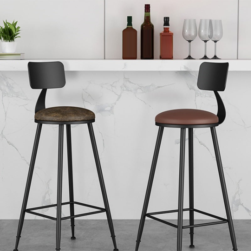 Industrial Style Armless Counter Stool Faux Leather Counter-height Stool Clearhalo 'Bar Furniture' 'Bar Stools' 'bar_stools' 'furn' 'furn_bar_stools' 'Furniture' 'Kitchen & Dining Furniture' 6954533