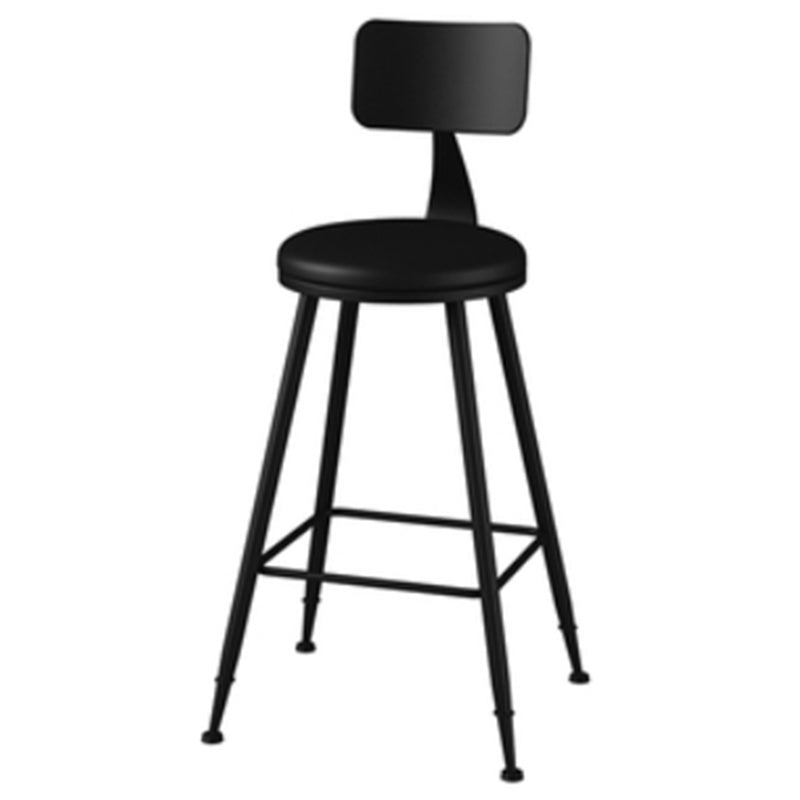 Industrial Style Armless Counter Stool Faux Leather Counter-height Stool Black 1 Piece Counter Stool(26"H) Clearhalo 'Bar Furniture' 'Bar Stools' 'bar_stools' 'furn' 'furn_bar_stools' 'Furniture' 'Kitchen & Dining Furniture' 6954534