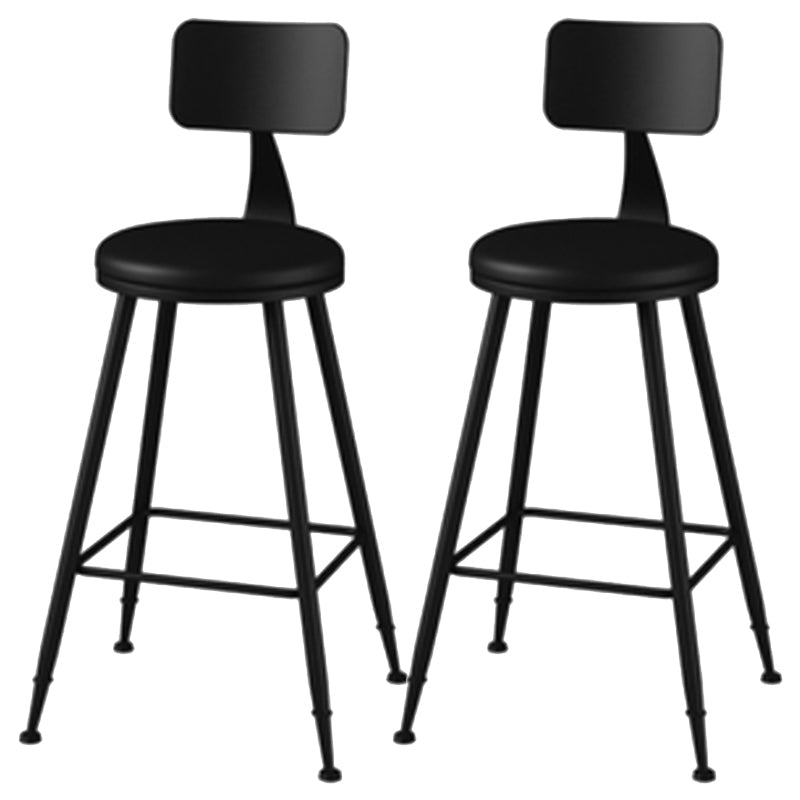 Industrial Style Armless Counter Stool Faux Leather Counter-height Stool Black 2 Piece Set Counter Stool(26"H) Clearhalo 'Bar Furniture' 'Bar Stools' 'bar_stools' 'furn' 'furn_bar_stools' 'Furniture' 'Kitchen & Dining Furniture' 6954536
